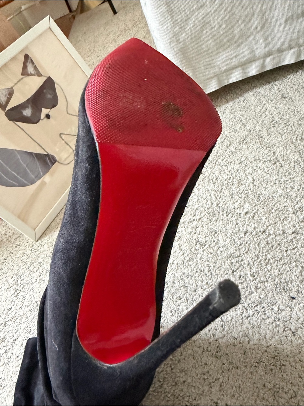Christian Louboutin Black Suede Over-the-Knee Stiletto Boot - Picture 2 of 2